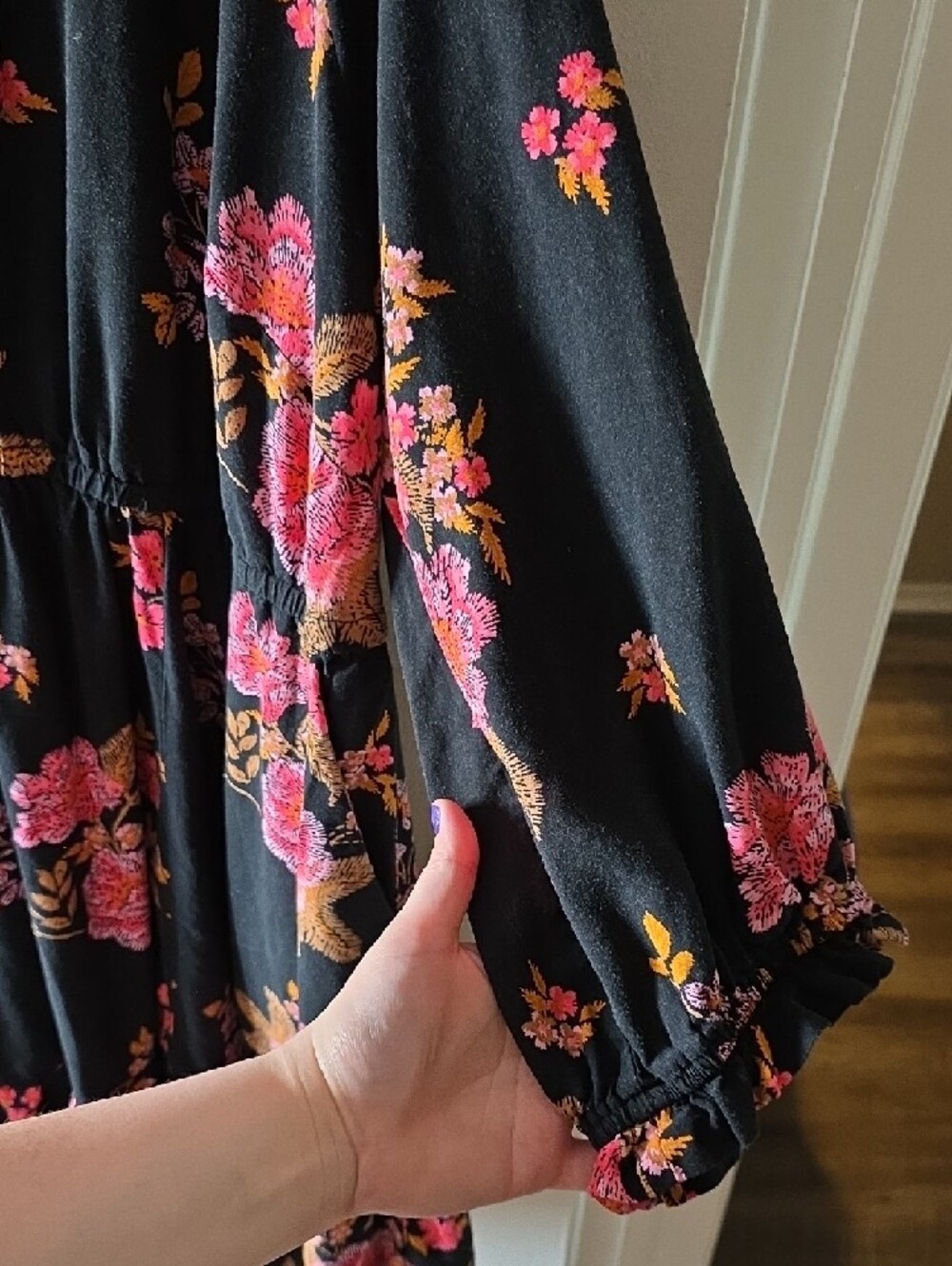 Torrid Black Lace Dress with Pink & Gold Floral Trim - Picture 4 of 6